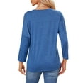 thumbnail image 3 of MOMOFEEL Long Sleeve Top for Woman Crewneck T-Shirts 3/4 Sleeve Tunic Tops For All Seasons (M9001 Blue S), 3 of 7