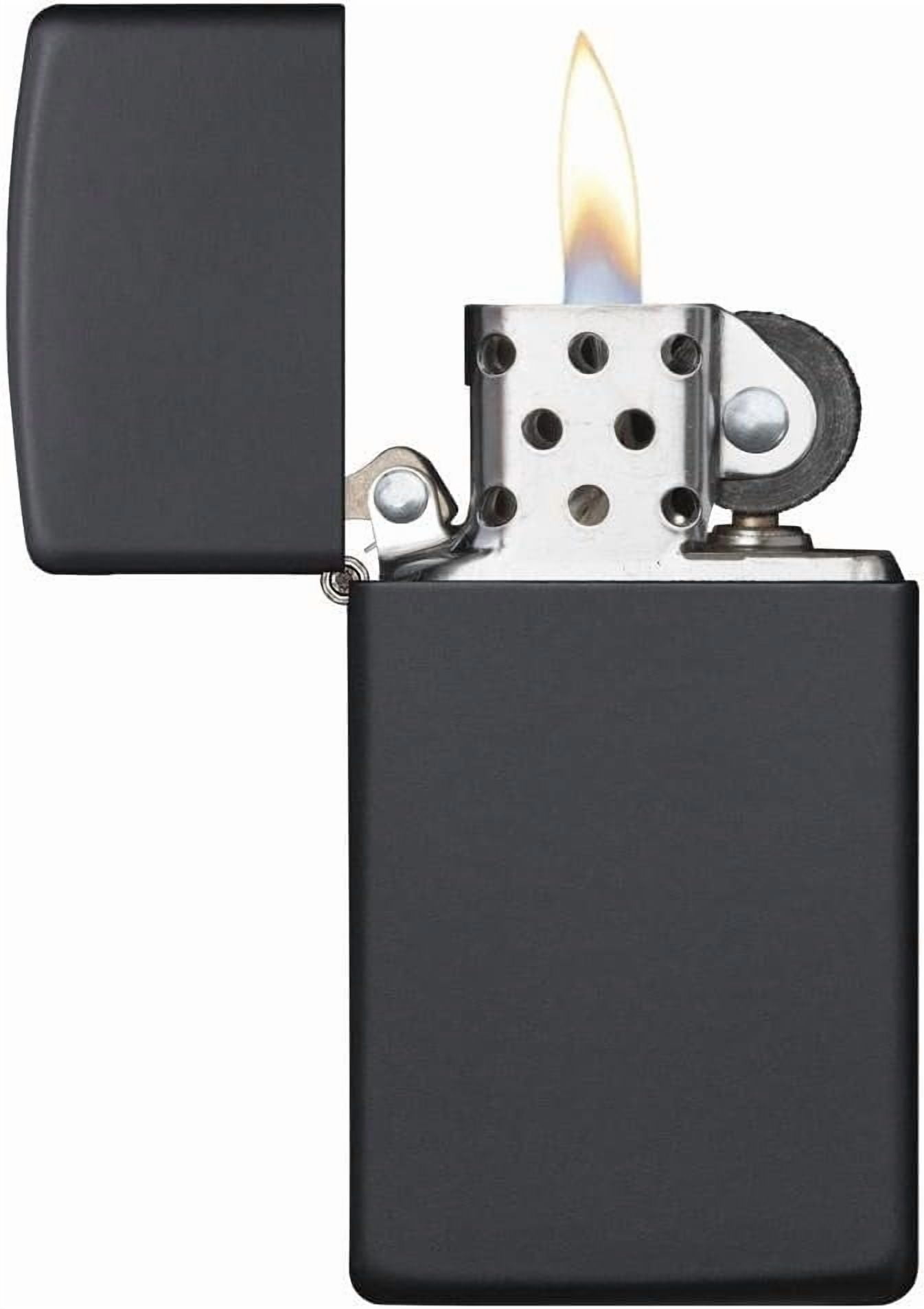 Zippo Lighter - Personalized Customize Message Engrave on Slim Size Windproof Lighter (Black Matte #1618)