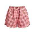 thumbnail image 4 of Tumotour Summer Board Shorts for Women'S Checkered Double Pocket Wide-Leg Shorts Loose Sporty Elasticated Side Pocket Drawstring Elastic Waist Shorts Athletic Workout Shorts, 4 of 8