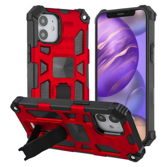 Apple iPhone 12 Pro, iPhone 12 /6.1" Phone Case Hybrid Armor Shockproof Heavy Duty with Stand Protective Rugged Dual Layers TPU Cover Red for Apple iPhone 12 /12 Pro