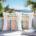 thumbnail image 4 of Outdoor Pillow Cover Happy Birthday Set of 2 Waterproof Throw Pillowcases Colorful Candles Decorative Patio Furniture Pillows for Couch Garden Indoor & Outdoor Use, 4 of 9