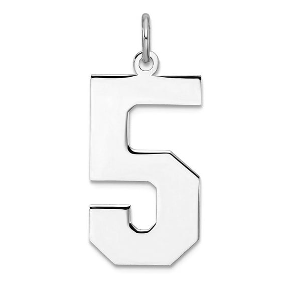 925 Sterling Silver Rhodium Plated Polished Sport game Number 5 Charm 28.02x12.31mm Wide 0.46mm Thick Pendant Necklace f