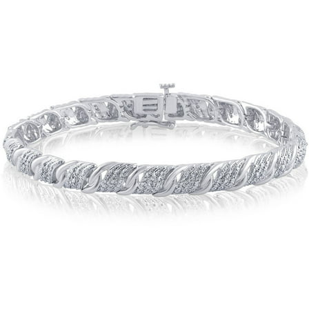 Arista 1/4 ct Round Diamond Fashion Bracelet Silver tone Brass, 7.5" (I-J, I2-I3)