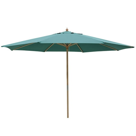 Patio Umbrella Wood Yescom 13' XL Wooden Patio Umbrella w/ 8 Ribs German Beech Wood Pole Beach Yard Outdoor Garden Wedding Cafe Garden Green ()