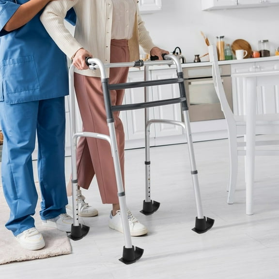 Niceauty 4Pcs Walker Feet Glides with Black TPR Nylon Mobility Aid for Disabled Individuals