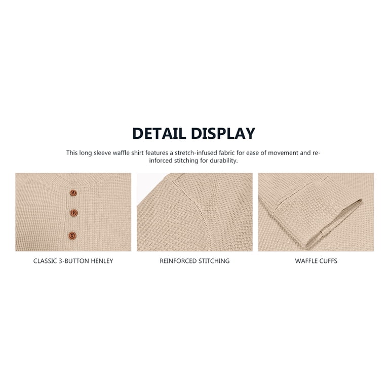 GIRUNS Men's Long Sleeve Waffle Henley photo 5