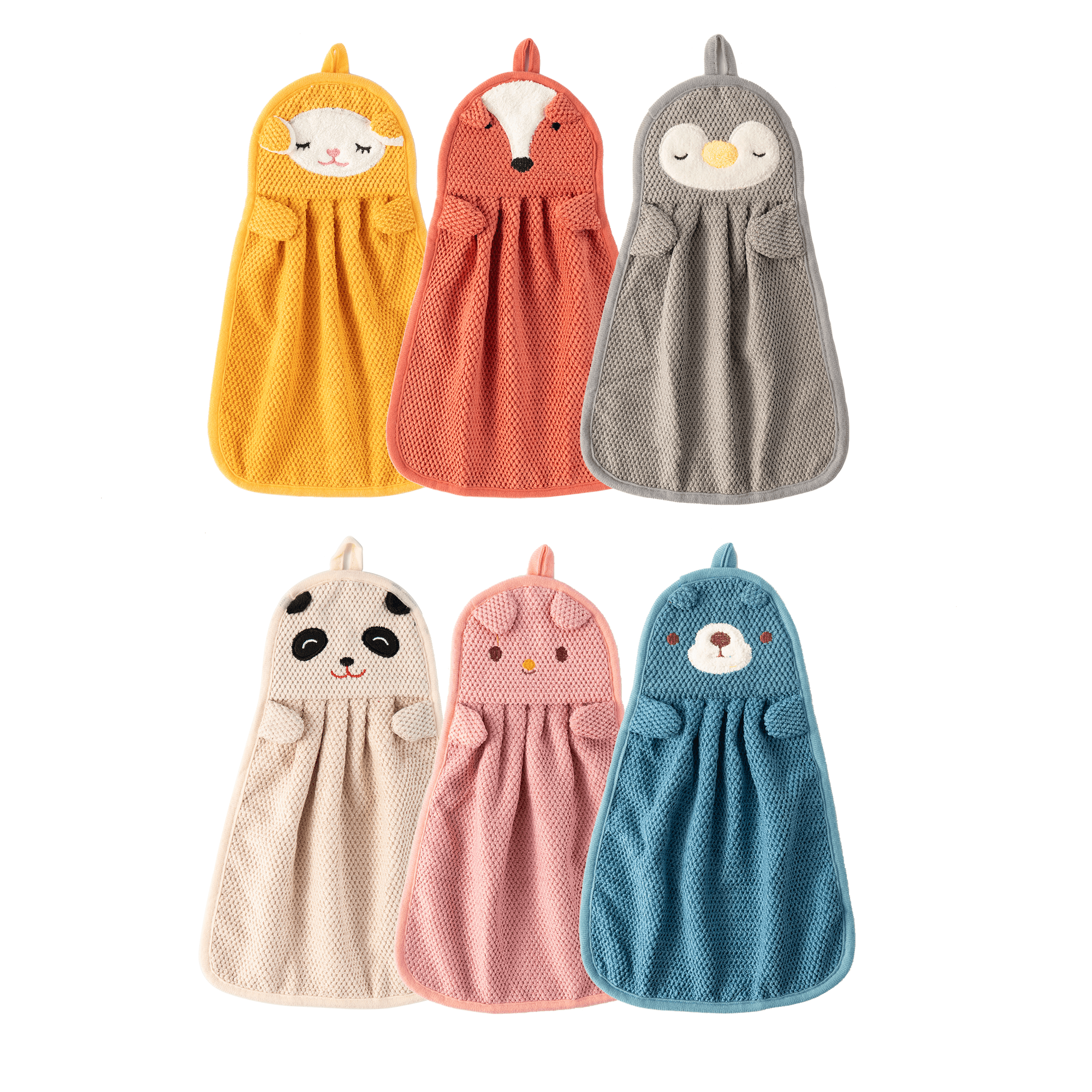 Battilo Kids Hand Towels Set 6 Packs, Cute Hand Towels with Hanging Loop Microfiber Absorbent