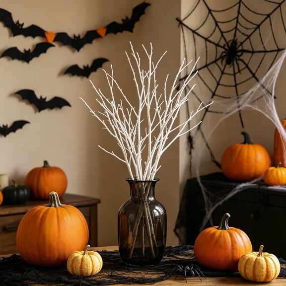 Artificial Dried Branches, Faux Dead Tree Twigs Decorative Sticks for Vase, Home Wedding Centerpiece Indoor Outdoor Iron Black White