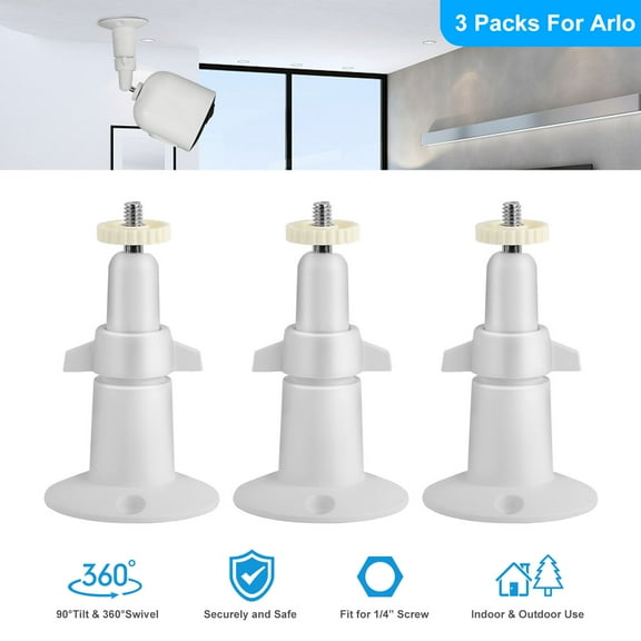 3 Packs Security Camera Wall Mount for Arlo 360Adjustable Camera Holder Garden Patio Screw Mount Universal Fit for 1/4" Imperial Standard Screw Interface