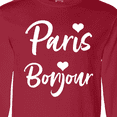 thumbnail image 4 of Inktastic Paris Bonjour with Hearts in White Text Long Sleeve T-Shirt, 4 of 5