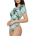 thumbnail image 2 of The Xecao Flamingos And Palms Women's Crew Neck Body Suit, a short-sleeved bodysuit and basic swimsuit, both comfort and style for dating and daily life, 2 of 9