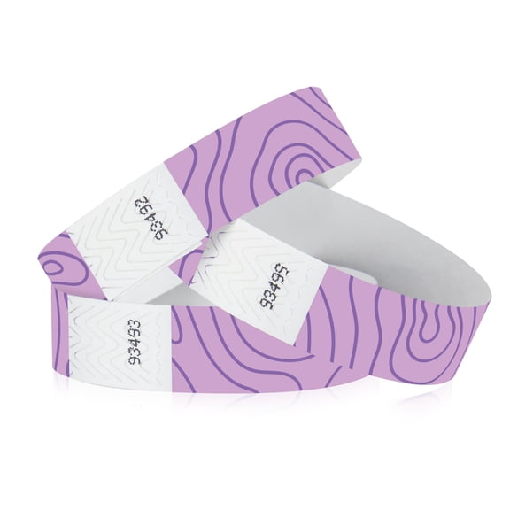 500 Tyvek WristCo Wristbands for Events | Purple Topographic | Water-proof Tamper-Proof Designs Prevents Reuse – Premium Grade Bracelet for Hospitals & Medical ID, Party, VIP Identification, USA
