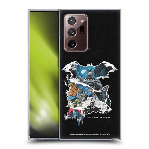 Head Case Designs Officially Licensed Batman DC Comics 80th Anniversary Ripped Paper Logo Soft Gel Case Compatible with Samsung Galaxy Note20 Ultra / 5G