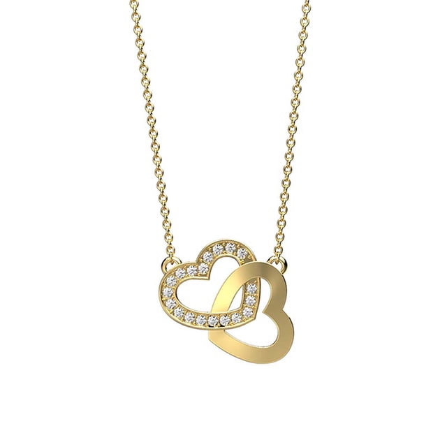 Collar para Mujer con Cristal Fino Swarovski en forma de Corazon Trenzado– Bañado en Oro 14k- Collar Elegante y Brillante-Collares de Mujer de Moda- Joyería para Mujer de Moda- Regalo especial Ortiz Espinosa Temporada