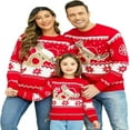 thumbnail image 1 of Matching Family Christmas Sweaters Cute Reindeer Long Sleeve Knit Pullover Jumper, 1 of 7
