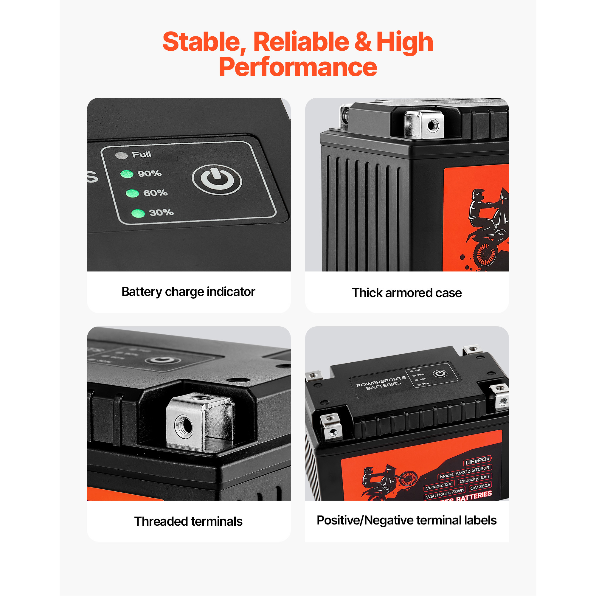 KFFKFF 12V 6Ah LiFePO4 Lithium Battery, Pre-Charged Powersports Battery, Maintenance-Free and Reliable Performance, Suitable for ATV, Motorcycle, Jet Skis, Scooters, UTVs, and More