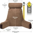 thumbnail image 2 of Husband Pillow Medium Aspen Edition Saddle Brown, Sit Up Reading & Bed Rest with Arms, Ultra-Comfy, Detach Neck Roll - Premium Shredded Memory Foam Backrest, Reverses to Micro: Suede or Plush, 2 of 9