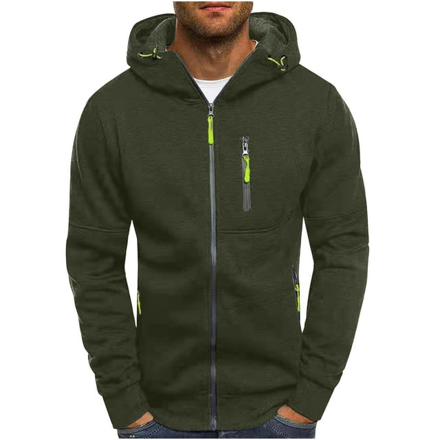 DPTALR Hommes Décontracté Uni Sport Mise en Forme Chandail Cardigan à Capuche Manches Longues Fermeture Éclair Chandail Veste