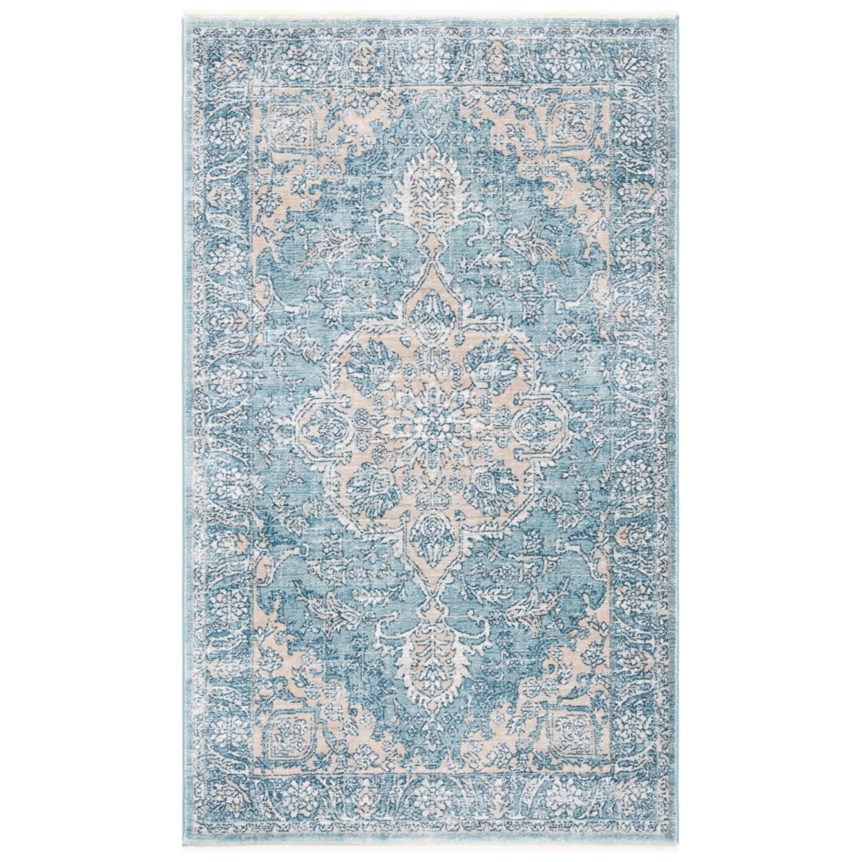 SAFAVIEH Victoria Jackalyn Floral Bordered Area Rug, Blue/Grey, 3' x 5'