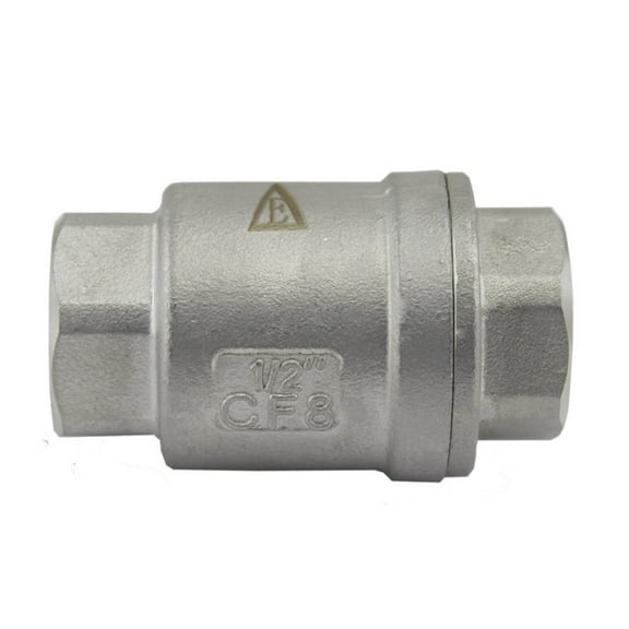 304 Stainless Steel Vertical Check Valve 1/2" NPT Spring Loaded In-line WOG1000 Low Cracking Pressure