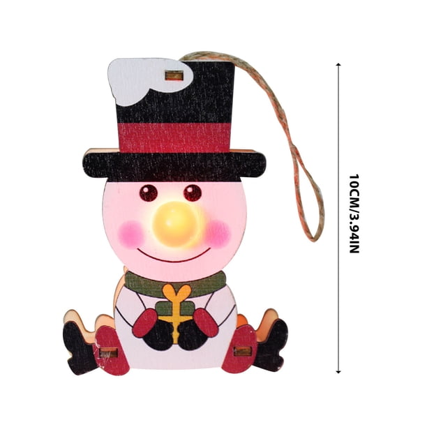 Wmhnj Luz nocturna LED con forma de rbol de Navidad de madera con diseño de Pap Noel y muñeco de nieve recortado para decoracin navideña del hogar.
