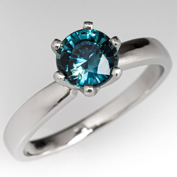 925 Sterling Silver Ring Natural Teal Sapphire Engagement Ring Solitaire Teal Sapphire Wedding Ring September Birthstone Ring