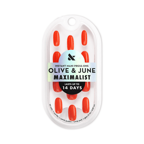 Olive & June Instant Mani Maximalist Medium Oval Press-On Nails, Velvet Lava, 42 Pieces