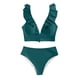 thumbnail image 4 of MKLEKYY Trajes De Baño Hombre Natacion New Multicolor Ruffled V Neck Split Swimsuit High Waist Split Bikini Women'S, 4 of 4
