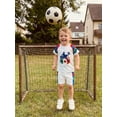 thumbnail image 3 of BemeyourBBs Kids Patriots Soccer Jersey Toddler Baby Boys Football Outfits Soccer Printed Contrast Colors Short Sleeves T-shirt And Elastic Shorts Set Toddler 2 Piece Summer Outfits, 3 of 9