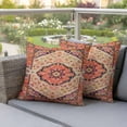 thumbnail image 4 of 2 Pack Outdoor Waterproof Throw Pillow Covers,Abstract Bohemian Floral Decorative Square Pillow Case Patio Pillowcases for Chair Couch Sofa 16x16in, 4 of 9