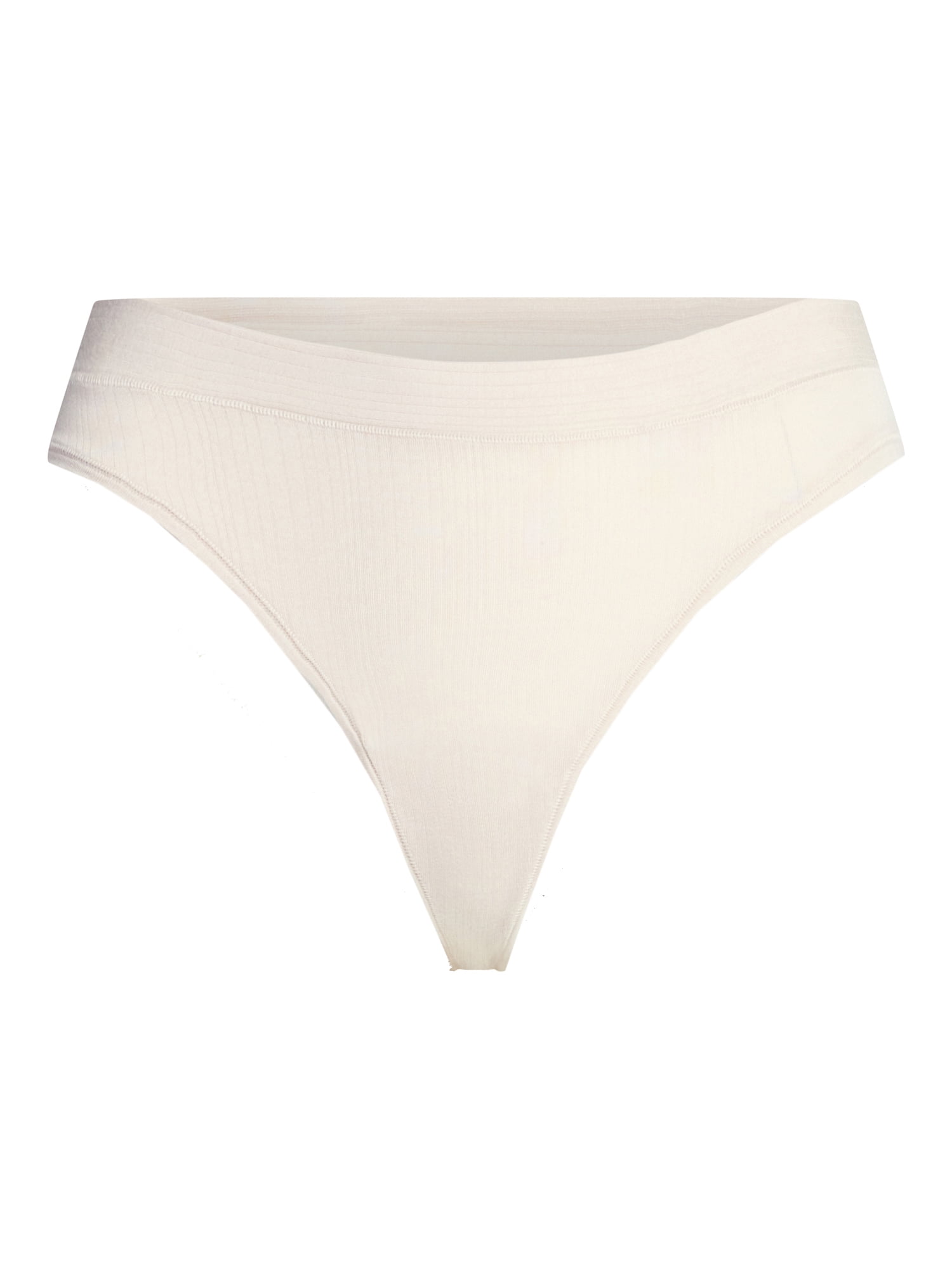 Joyspun Women's Ribbed Modal Thong Panties, 3-Pack, Sizes XS-3XL