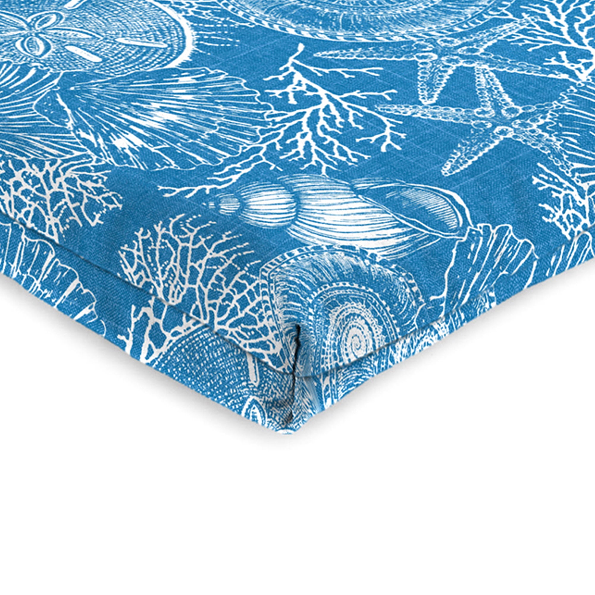 Jordan Manufacturing 44" x 21" Saltwater Sky Blue Nautical Rectangular Outdoor Chair Cushion with Ties and Hanger Loop (2 Pack)