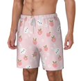 thumbnail image 2 of Uemuo Rabbit And Peach Pattern Mens Swim Trunks Quick Dry Board Shorts with Mesh Lining, Stretch Beach Shorts Quick Dry No-Chafing Board Shorts-Small, 2 of 9