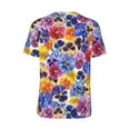 thumbnail image 3 of Balery The Garden Tricolor Pansy Flower Baseball Jersey for Men Casual Button Down Shirts Short Sleeve Active Team Sports Uniform-3X-Large, 3 of 9