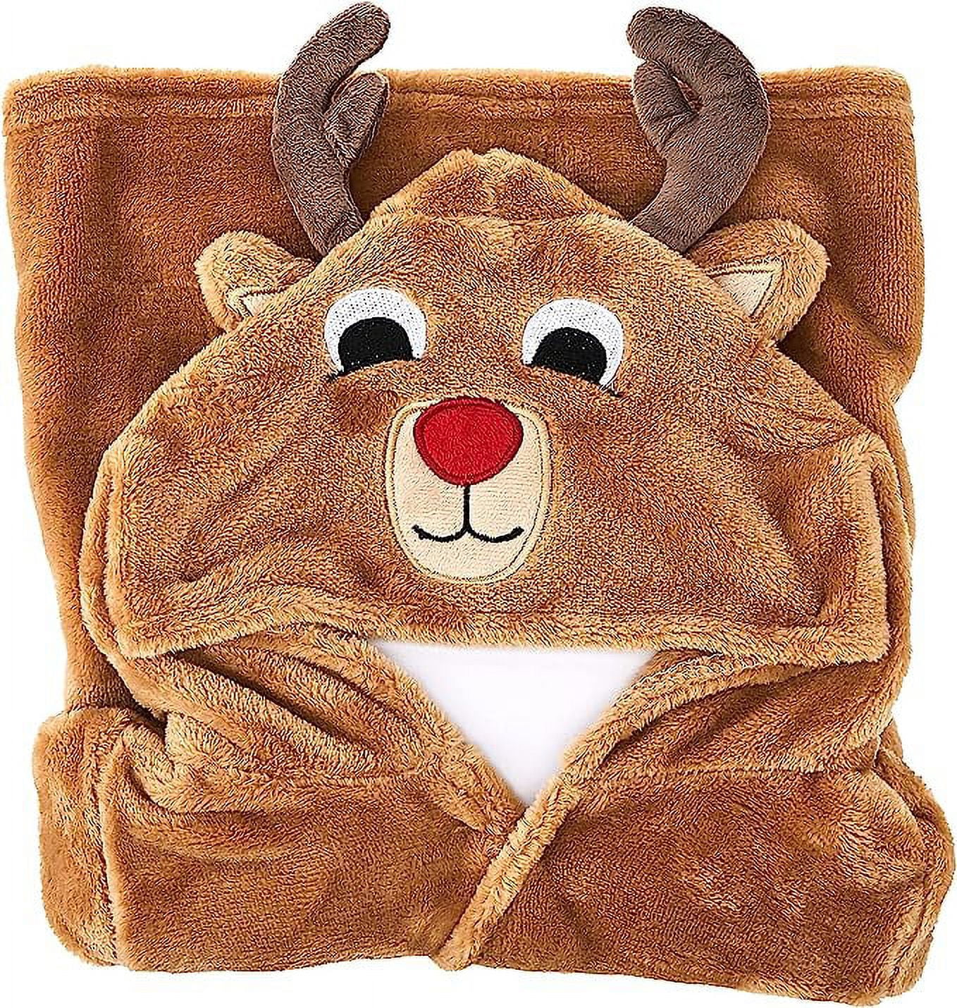 Hudson Baby Infant Boy Plush Animal Bathrobe, Boy Reindeer, 0-9 Months