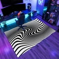 thumbnail image 3 of Abstract Black White Rug 2x3 Small Area Rugs Illusion Wavy Stripes Rugs Non Slip Low Pile Indoor Throw Carpet for Living Room Bedroom Gameroom Study Office Entrance Foyer, 3 of 7