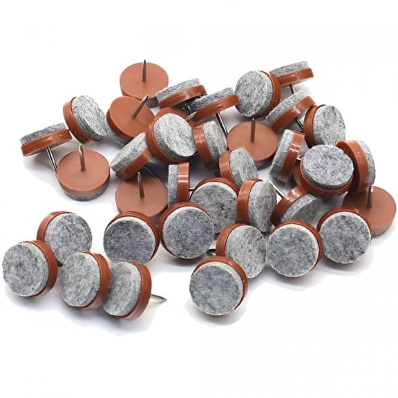 XIBUFE 2026 New 40Pcs Round Heavy Duty Nail-On Anti-Sliding Felt Pad for Furniture Chair Table Leg Feet Floor Protectors for Chair,Table,Sofa,Furniture (Brown,18Mm)