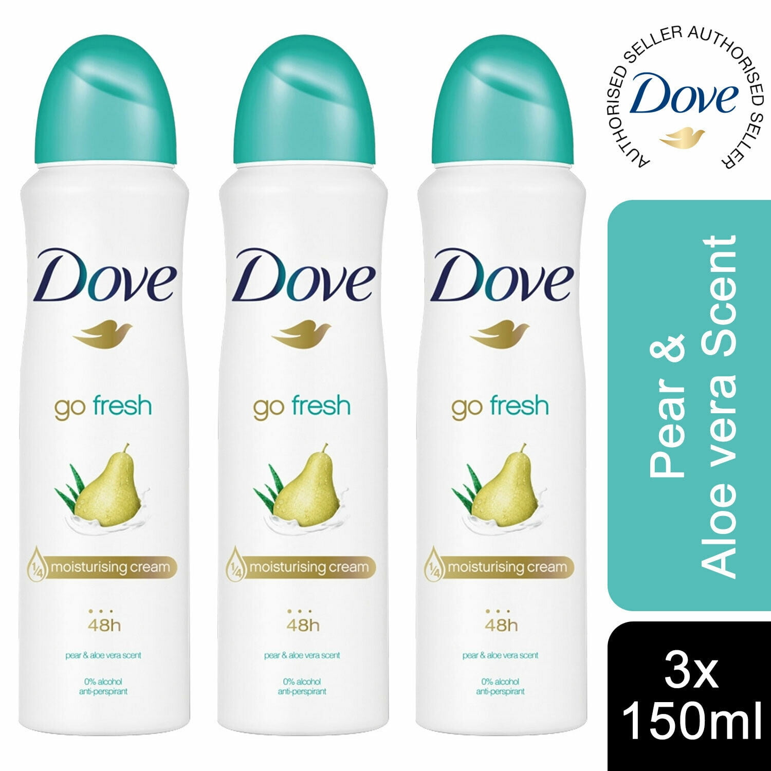 Dove go fresh Pear & Aloe Vera Deodorant for Women - 150ml Spray Pack of 3