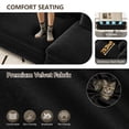 thumbnail image 6 of EHANCIS 3-in-1 Velvet Chesterfield Sofa Bed with Ottoman,Convertible King Size Sleeper Couch,Rolled Arm Design,3-Seater Living Room Bedroom Furniture,Black, 6 of 6
