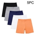 thumbnail image 5 of ShomPort Girls 5-Pack Bike Shorts Elastic Waisted Yoga Dance Athletic Cotton Short Tights Under Dress Shorts, 5 of 9