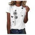 thumbnail image 1 of Womens Fashion Summer Print Ordinary Womens Short Sleeve Round Neck T-shirt Top, 1 of 8