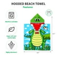 thumbnail image 2 of 48" x 24" Bath Beach Pool Hooded Towel Warp for 3-7T Unisex Baby Toddler, Absorbent Poncho, Green Dinosaur, 2 of 8