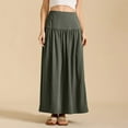 thumbnail image 5 of RUTAYY Women Pleated Flowy Long Skirts High Waist Maxi Skirt With Pocket Solid Color Flowy Swing Pleated Beach Skirts, 5 of 8