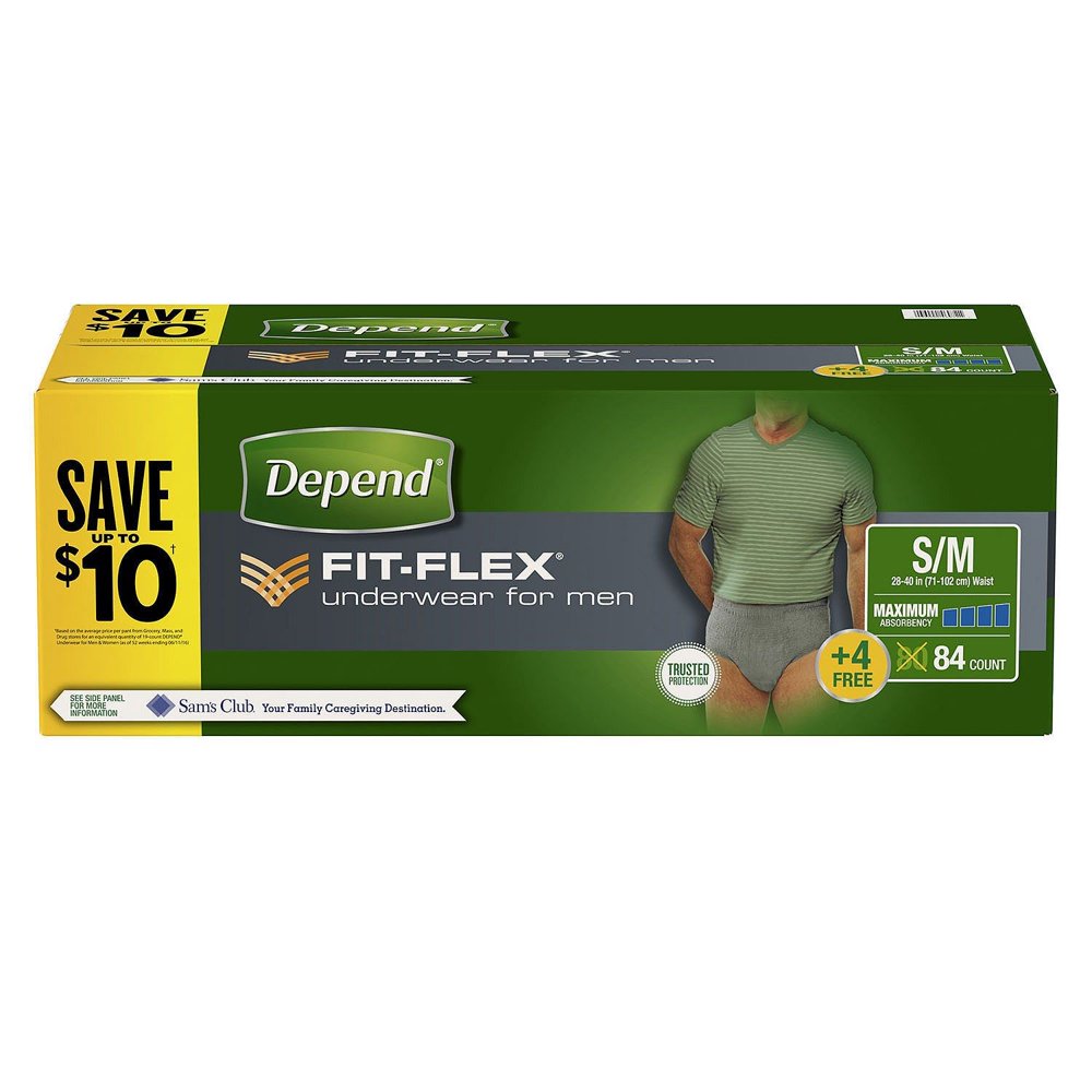 Depend FitFlex Underwear for Men, S/M, 84 Ct