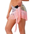 thumbnail image 4 of HULIJA Women's Belly Dance Hip Scarf Glittery Sequin Fringe Triangle Short Skirt Latin Jazz Dance Skirts Pink One Size, 4 of 6