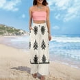 thumbnail image 6 of Women's Geometric Print Palazzo Pants - High Waist Wide Leg Bohemian Summer Casual Trousers with Elastic Waist ,Beige,L, 6 of 7