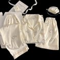 thumbnail image 1 of Ropa de dormir de algodón con forma de nube para mujer, conjunto de tres piezas, pantalones cortos bonitos de manga corta, cárdigan abierto, ropa para el hogar, traje de estudiante, 1 of 5