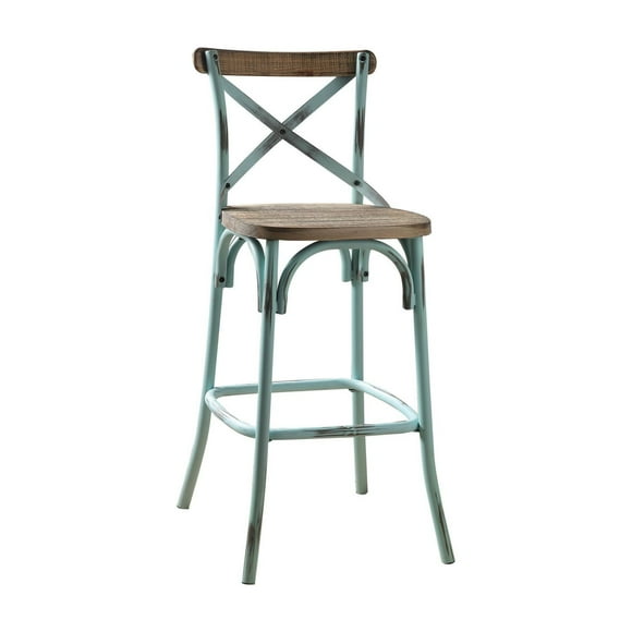 Chaise de bar Zaire ACME fini chêne vieilli et ciel antique