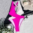 thumbnail image 5 of Sngxgn Swimsuits for Women Print Bathing Suits Strap V Neck Training Tummy Control Swimwear for Summer(Hot Pink,M), 5 of 6