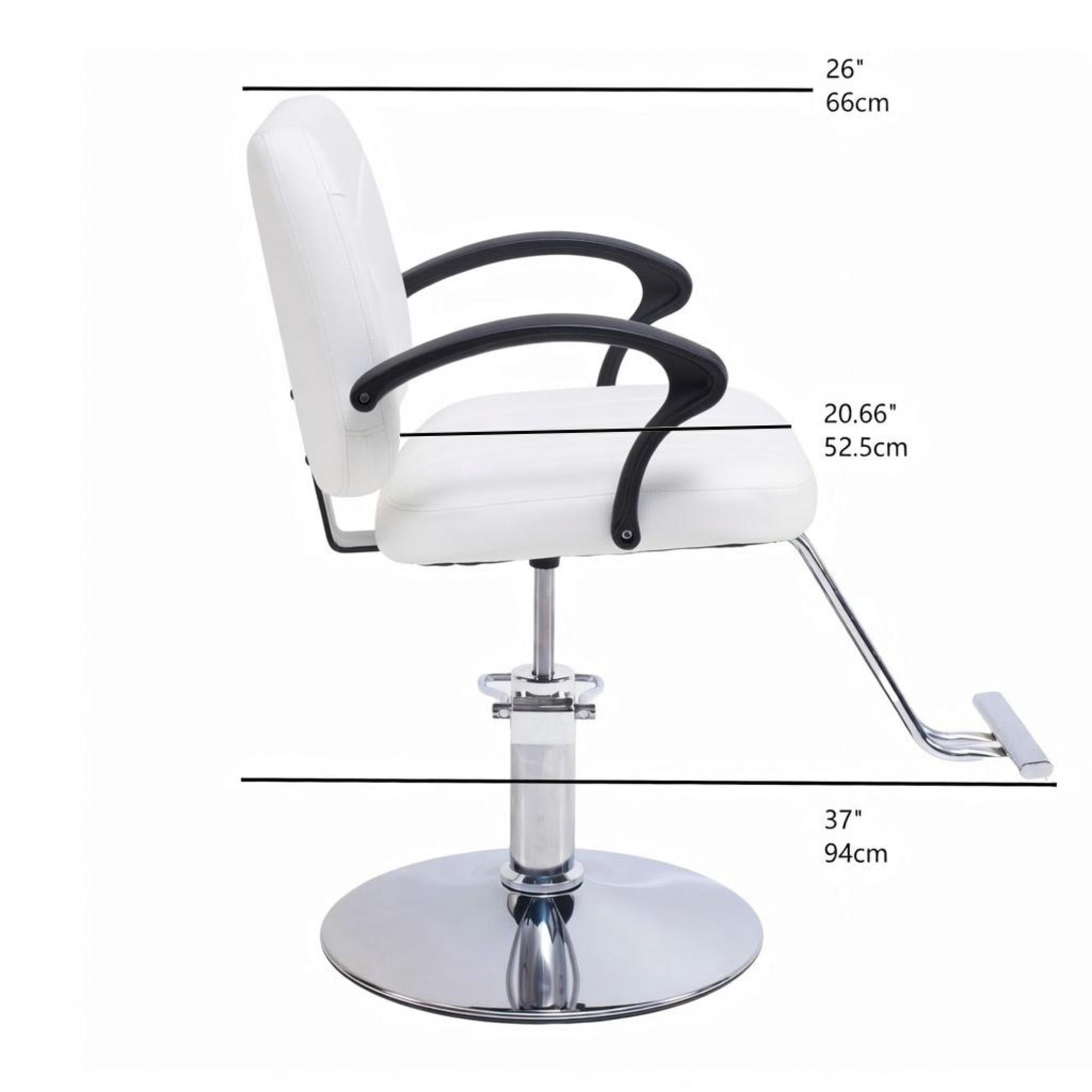 Noble House Hydraulic Barber Styling Chair with PU Upholstery, Adjustable Height, White + Chrome